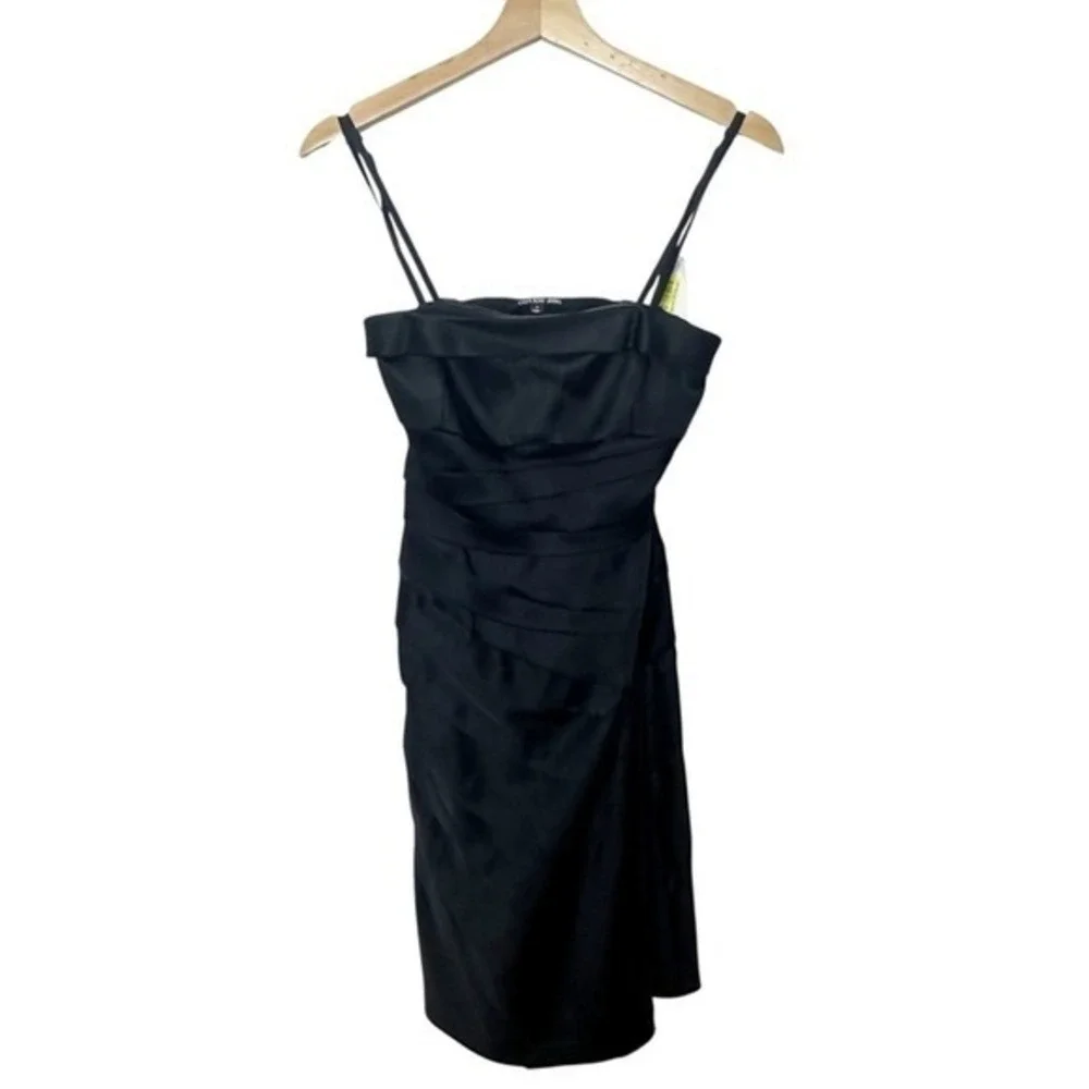 Gianni Bini NWT Black Satin Ruched Strapless Cocktail Dress Women's Size 0 Party